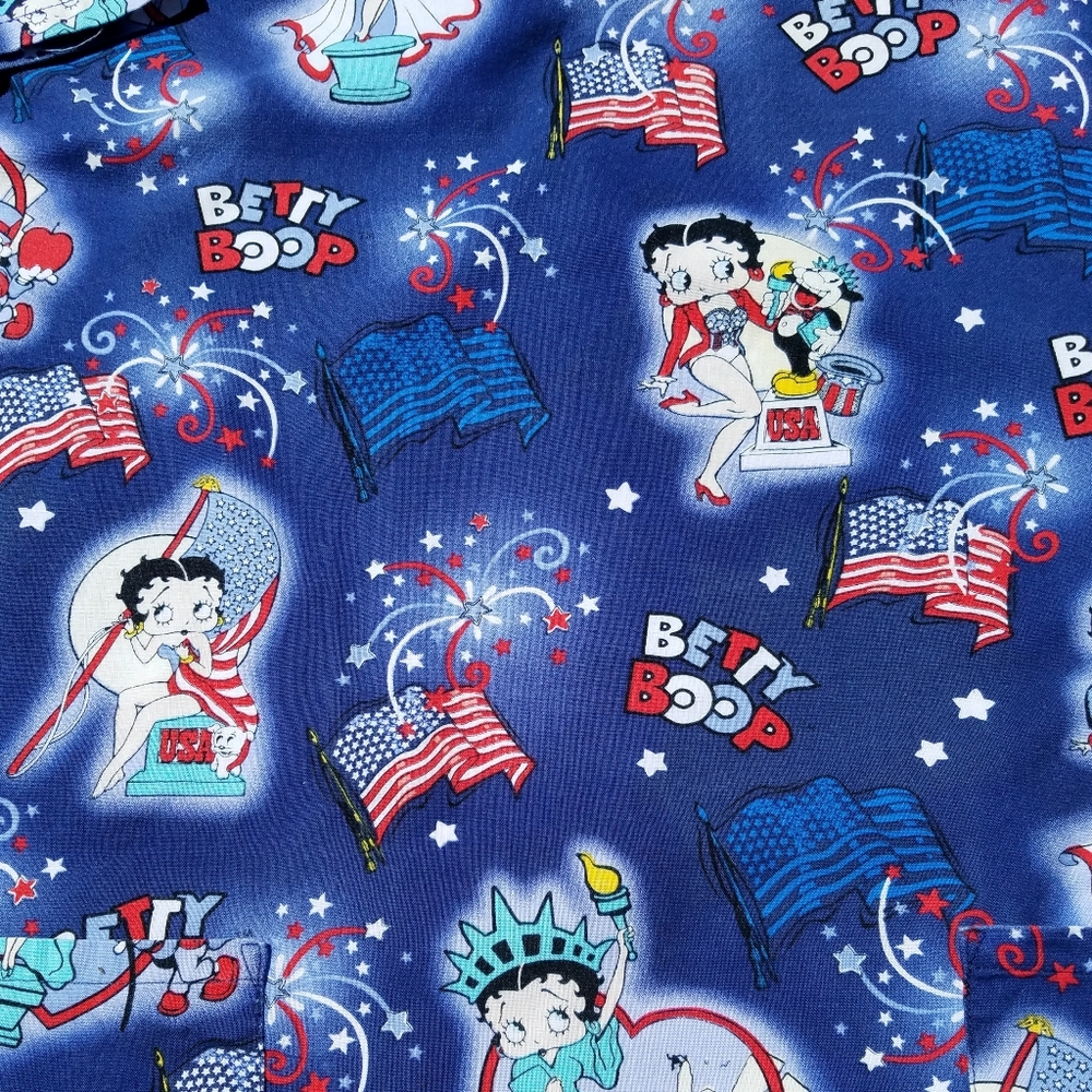 Betty Boop 4th of July Nurse Scrub Uniform Top